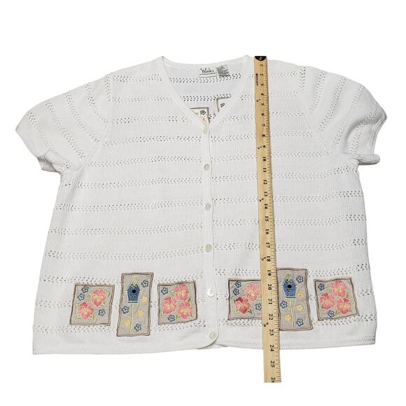 C J Banks White Birdhouse patchwork Sweater 2X Plus Sz Loop Knit Y2K Cottagecore - Picture 5 of 12